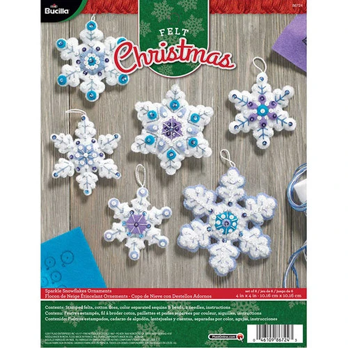 Bucilla Felt Ornaments Applique Kit - Sparkle Snowflakes 2 Bucilla Felt Ornaments Applique Kit - Sparkle Snowflakes - Image 2