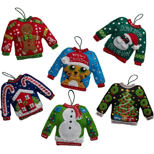 Bucilla Felt Ornaments Applique Kit - Ugly Sweater 1 Bucilla Felt Ornaments Applique Kit - Ugly Sweater