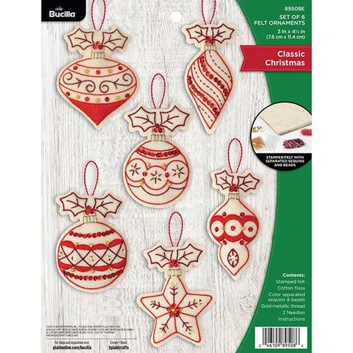 Bucilla Felt Ornaments Applique Kit - Classic Christmas 3 Bucilla Felt Ornaments Applique Kit - Classic Christmas - Image 3