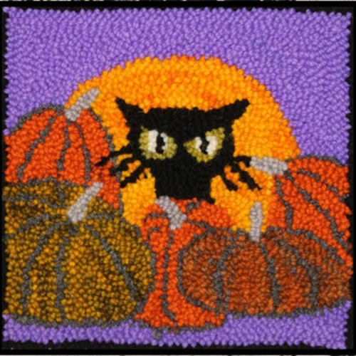 Rug Punch Kit - Pumpkin Kitty 1 Rug Punch Kit - Pumpkin Kitty