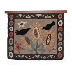 Two Crows And Sunflowers Rug Hook Pattern